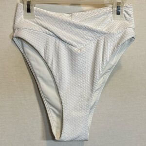 AA-164 Aerie‎ NWT High Cut Cheeky White Summer Swim Bikini Bottoms Size S